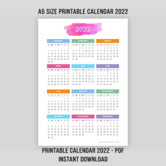 Uf Calendar 2023 19 A5 Printable Calendar 2022 2023 Desktop Calendar Landscape | Etsy Australia