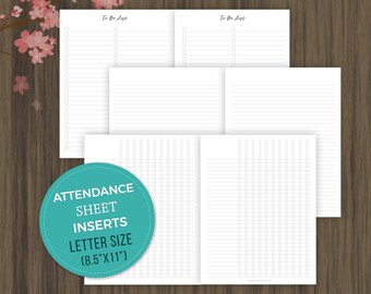 Attendance Sheet, Attendance Log, To Do List Planner, Notes Page, Letter Size, Weekly Planner, Monthly Planner, Daily Planner,Daily Schedule