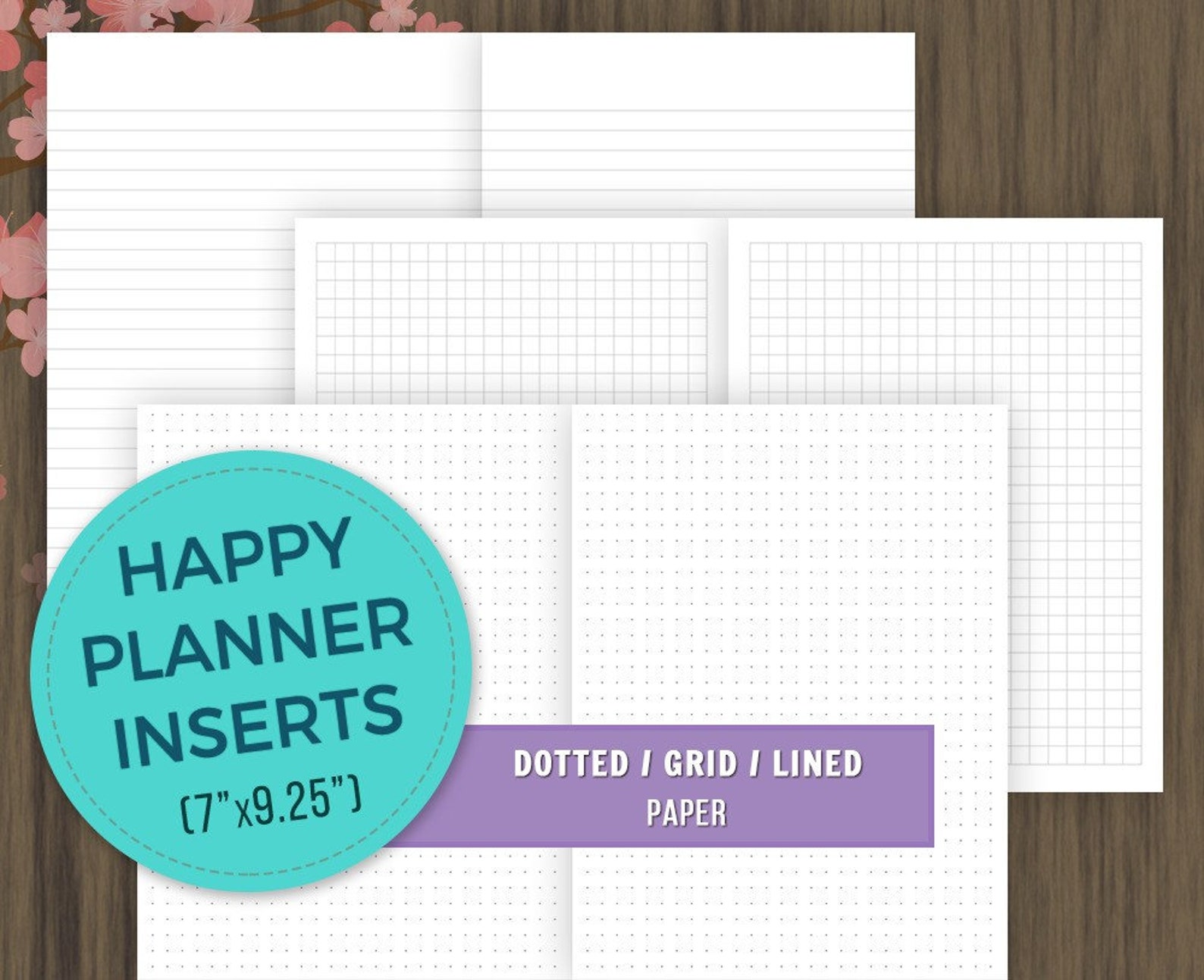 Happy Planner Inserts Dotted Grid and Lined Paper Printable Etsy