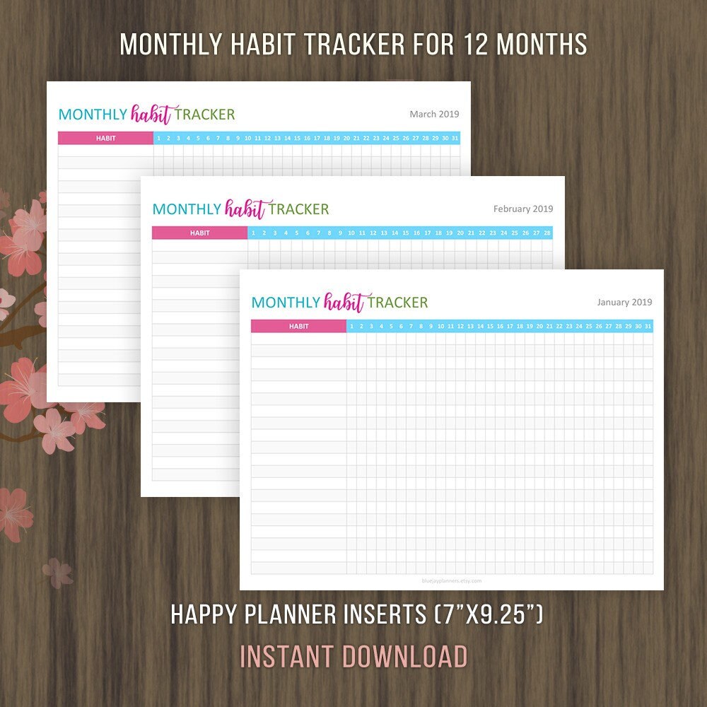 Happy Planner Pages, Habit Tracker Printable, Monthly Habits Planner ...