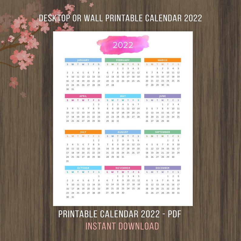 planner printable calendar 2021 2022 desktop calendar wall etsy