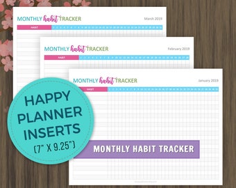 Happy Planner Pages, Habit Tracker Printable, Monthly Habits Planner, Productivity Goals, Planner Printable Inserts, Personal Planner, pdf