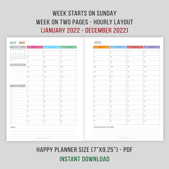 Weekly Planner 2022 | Organize Yourself, Plan A Happy Life: Colorful