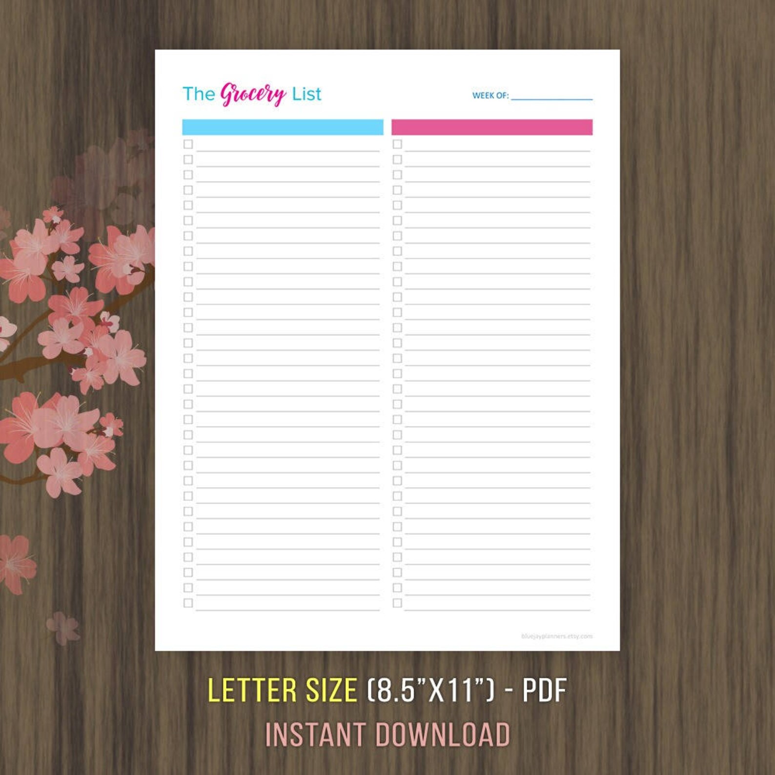 Weekly Meal Planner Printable Weekly Menu Planner Grocery - Etsy