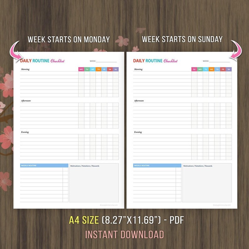 Daily Routine Checklist, Morning, Afternoon, Evening Routine, Printable ...
