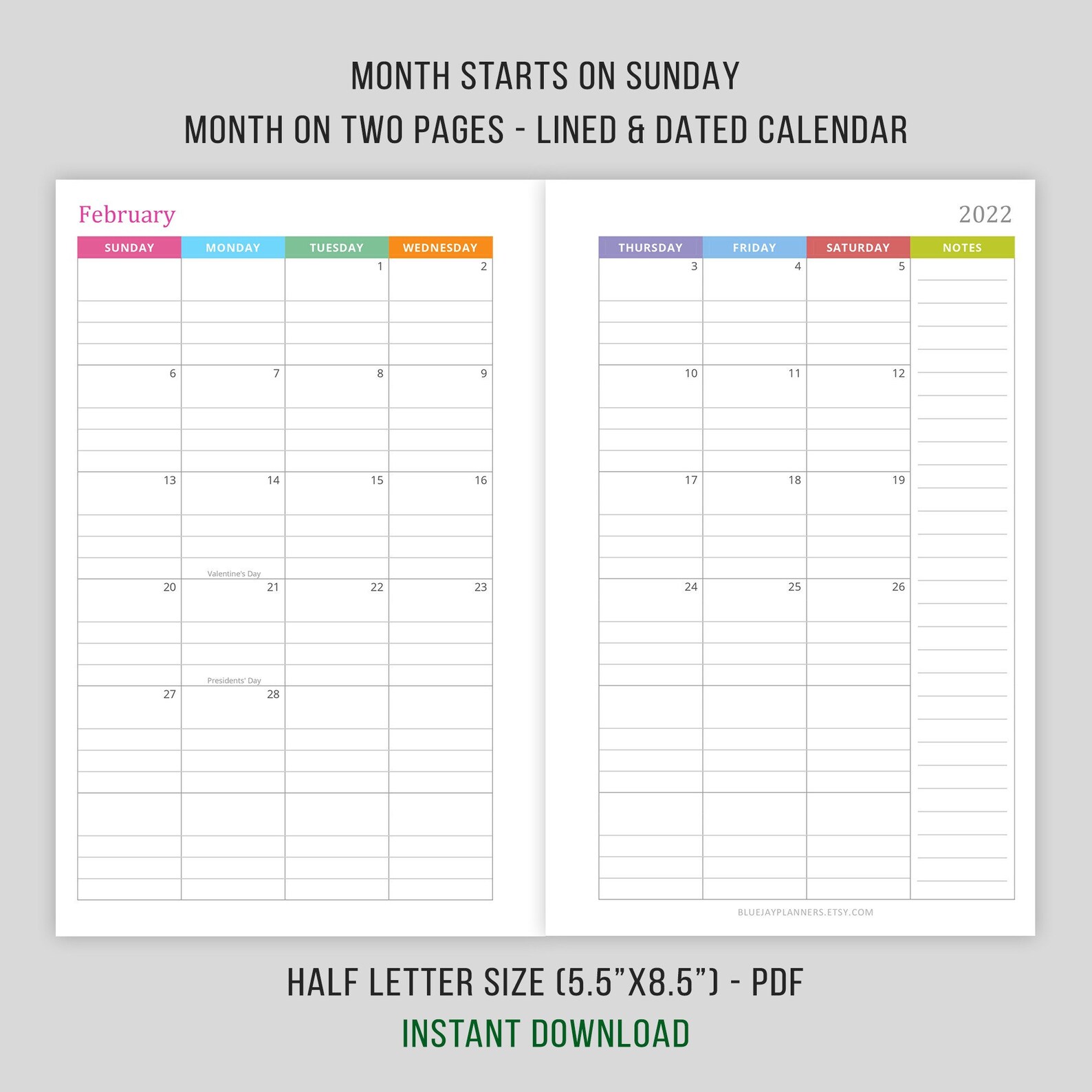 2022 insertable calendar