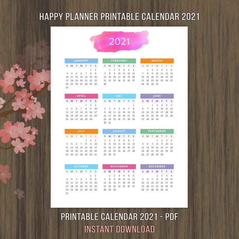 Happy Planner Inserts Printable Calendar 2021 2022 Calendar | Etsy