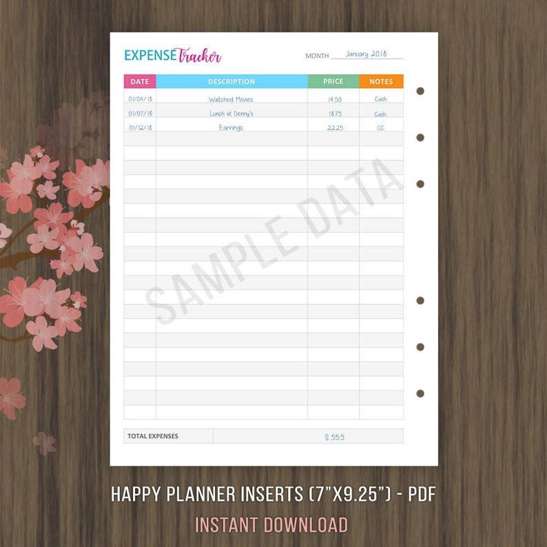 Happy Planner Inserts, Monthly Expense Tracker, Planner Printable ...