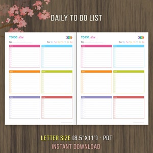 To Do List Printable, Todo Planner, To Do List Notebook, Daily Checklist, Daily ToDo, Daily Planner, Daily Schedule, Letter Size, 8.5x11 image 3