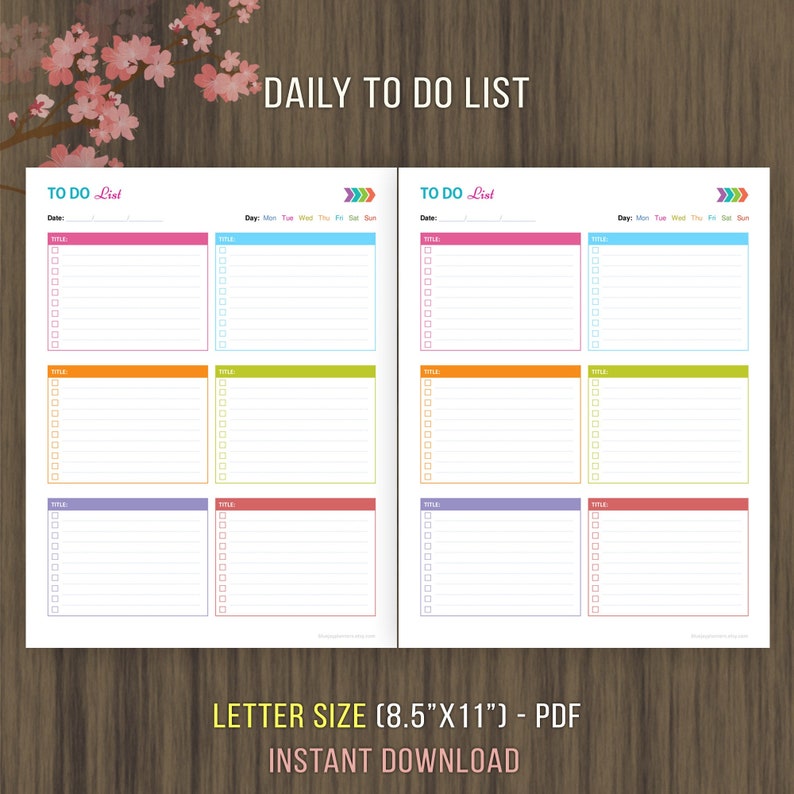 To Do List Printable, Todo Planner, To Do List Notebook, Daily Checklist, Daily ToDo, Daily Planner, Daily Schedule, Letter Size, 8.5x11 image 3