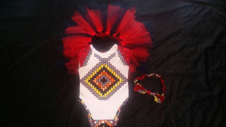 RedWhiteBlue Checkered T shirt Tutu skirt and headband.