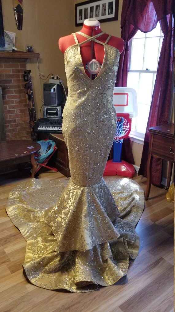 Gold Glitter African Lace Mermaid Dress - Etsy