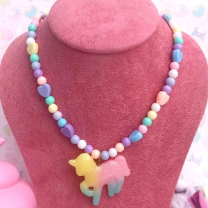 Sparkly Pastel Beaded Pendant Necklace