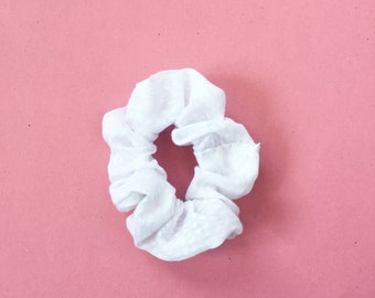 Embossed white scrunchie