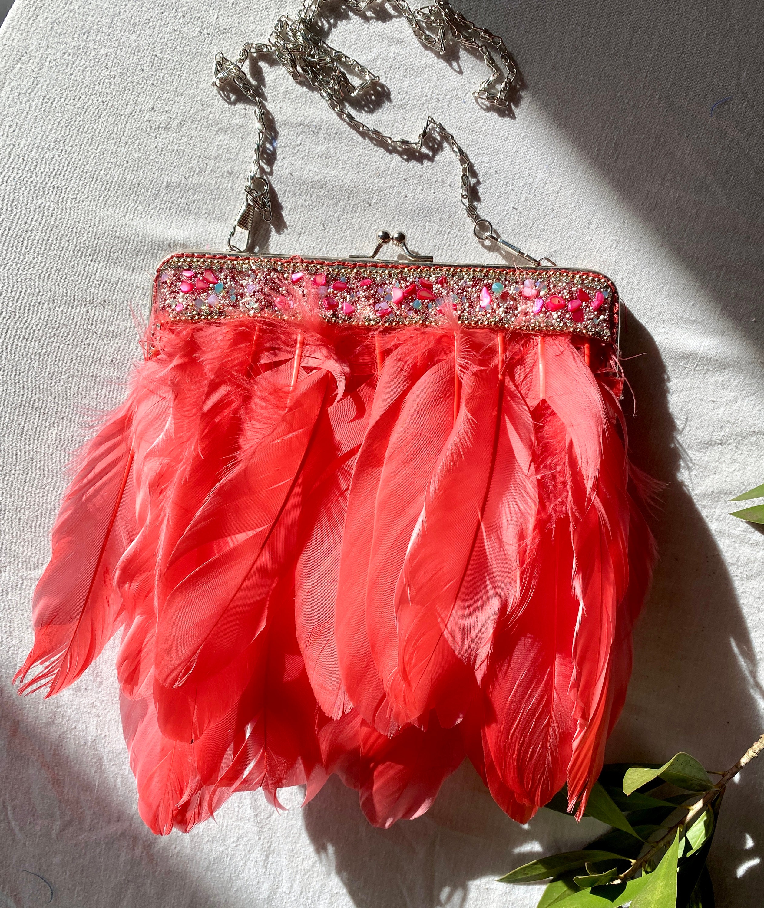 Red feather clutch bag new arrivals