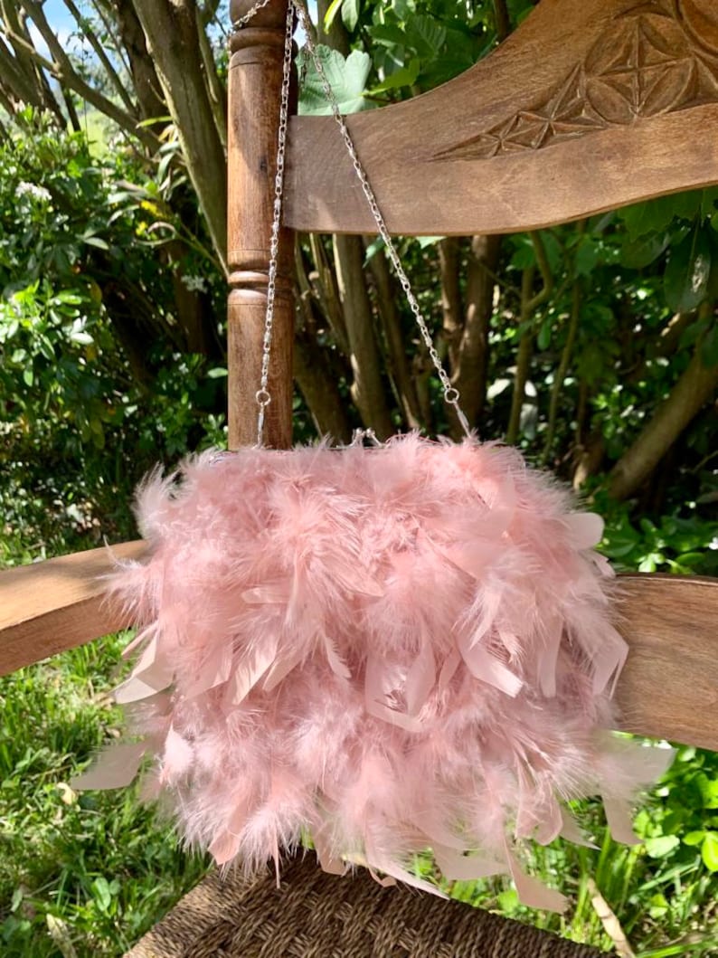 Pink Feather Clutch, Pink Feather Bag, Party Bag, Pink Clutch, Feather