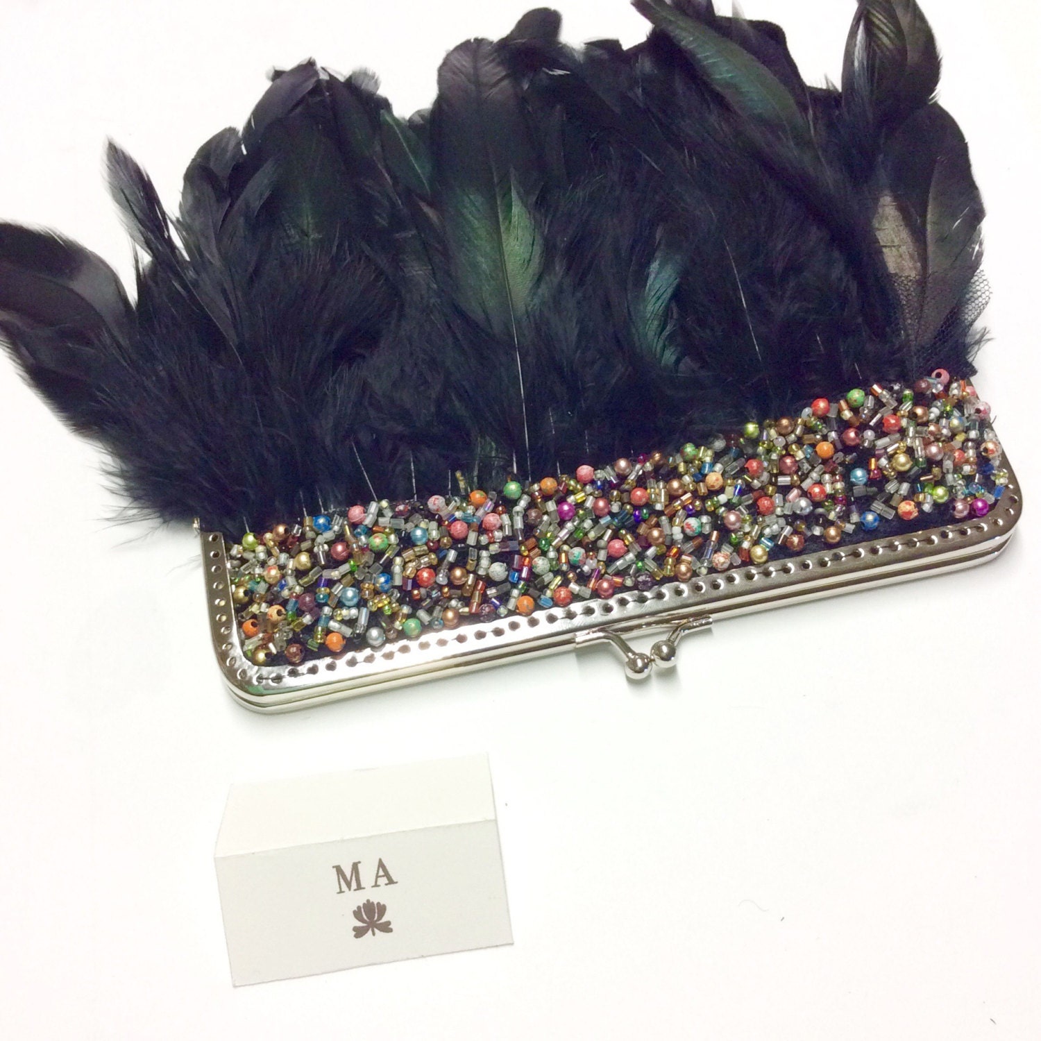 Black Feather Purse, Ostrich Feather Clutch, Black Evening Bag, Evening Wedding Purse, Feather Clutch, Bridal Bag, Bridesmaid Purse.