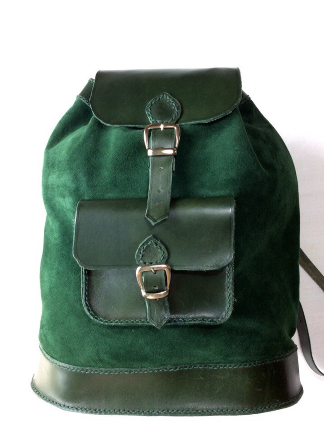 Green suede backpack shop
