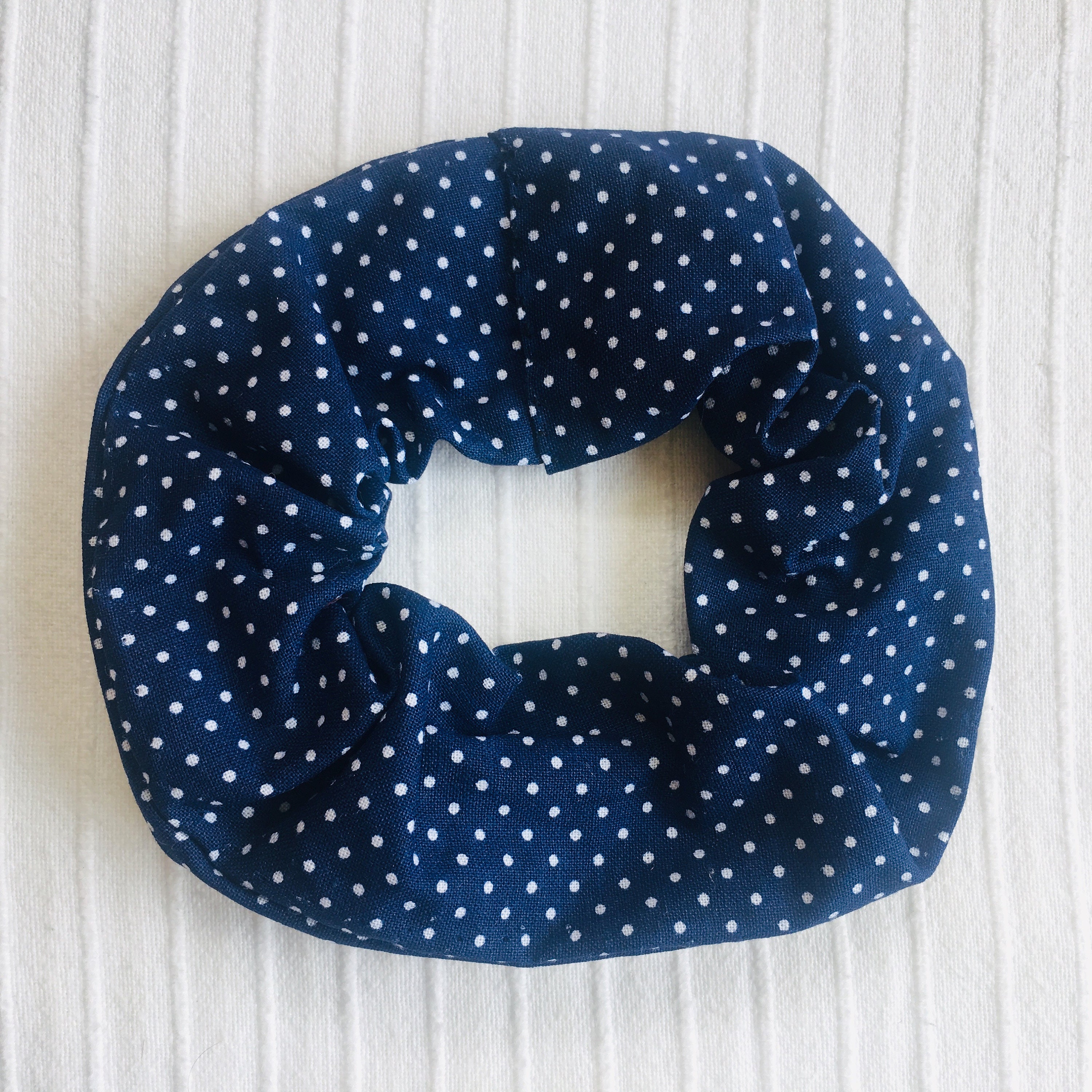 Navy Blue White Polka Dot Scrunchie - Etsy