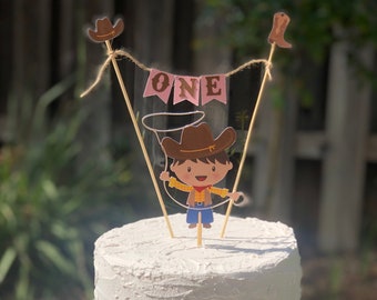 Cowboy Cake Topper - Cowboy Birthday Cake - Cowboy Party - Western Party - Western Birthday - Wild Wild West- First Rodeo - Rodeo Party