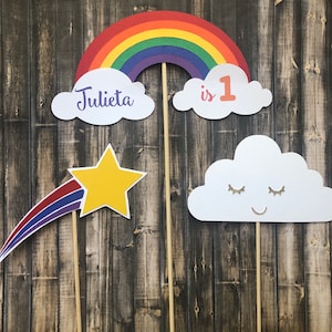Rainbow Centerpieces - Rainbow Birthday Party Decor - Rainbow Birthday - Rainbow Centerpiece Cutouts - Rainbow Toppers - Rainbow Party