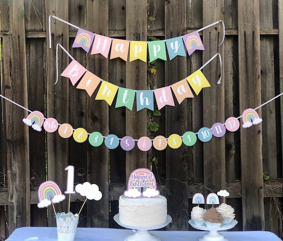 Pastel Rainbow Birthday Decorations