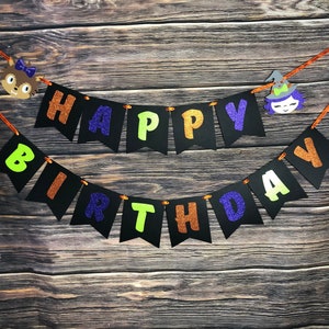 Witchy Halloween Banner-Birthday Banner- Witch-Shewolf-Cute Halloween Banner- Halloween decor-Glitter Halloween