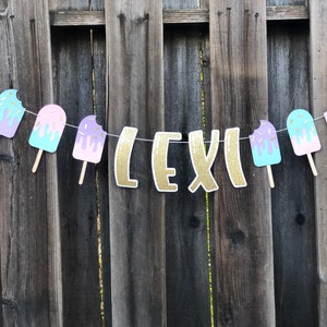 Popsicle Name Banner - Sprinkle Banner - Popsicle Sprinkle Name Garland - Ice Cream Banner - Sweet Banner - Sweet Garland - Summer Party