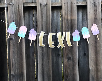 Popsicle Name Banner - Sprinkle Banner - Popsicle Sprinkle Name Garland - Ice Cream Banner - Sweet Banner - Sweet Garland - Summer Party