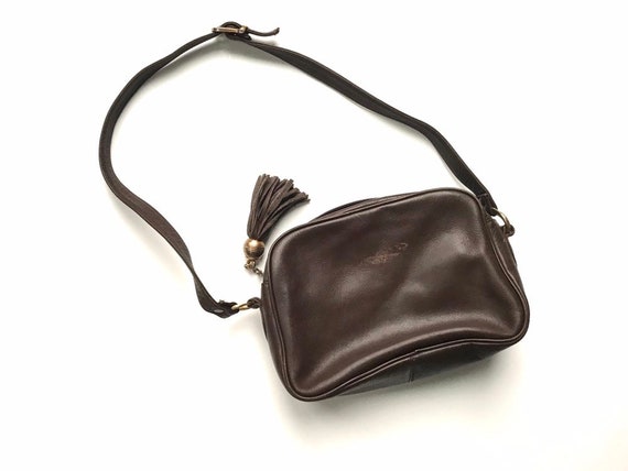 Vintage Brown Leather Collectif Purse with Tassel - image 6