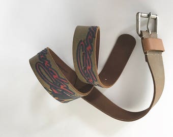 Brown Leather Hole Belt, Unisex Vintage Leather Belt, Size Medium Belt