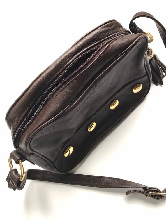 Vintage Brown Leather Collectif Purse with Tassel - image 5