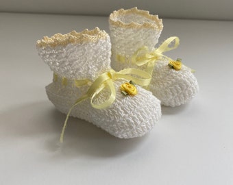 White and Yellow Baby Booties