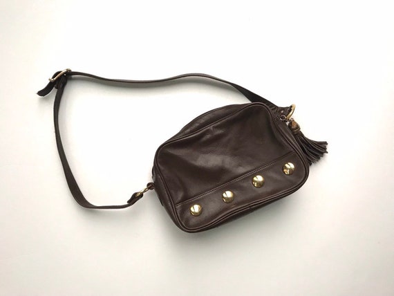 Vintage Brown Leather Collectif Purse with Tassel - image 2
