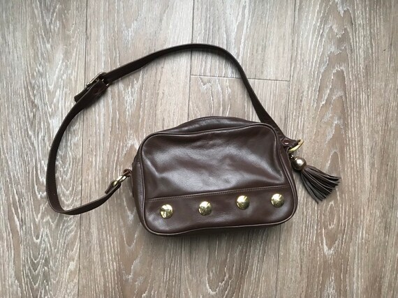 Vintage Brown Leather Collectif Purse with Tassel - image 7