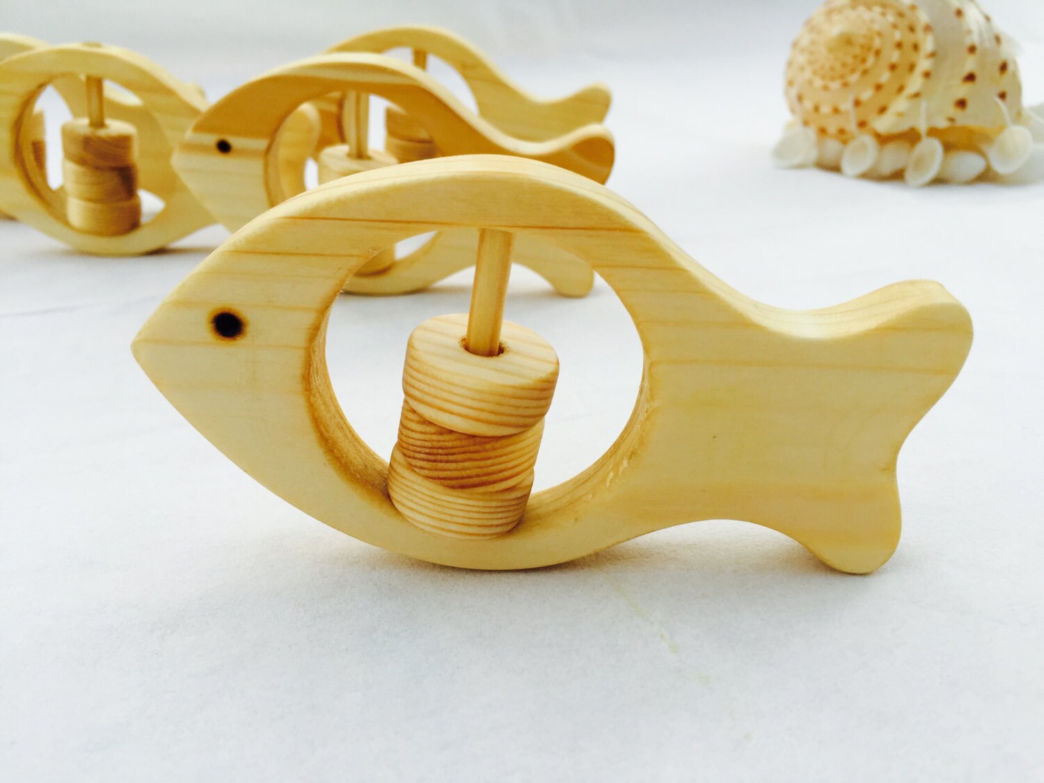 Baby Fish Rattle Wooden Natural Organic Baby Teether Ideal Etsy