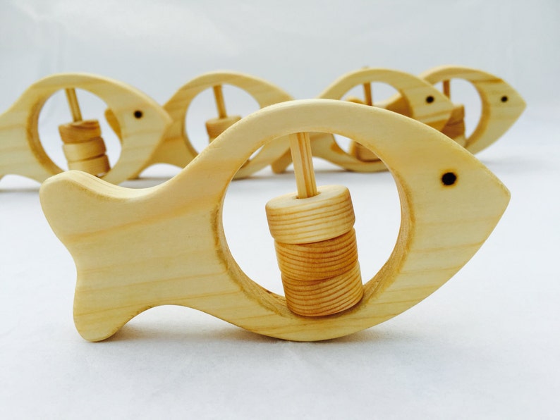 Baby Fish Rattle Wooden Natural Organic Baby Teether Ideal Etsy