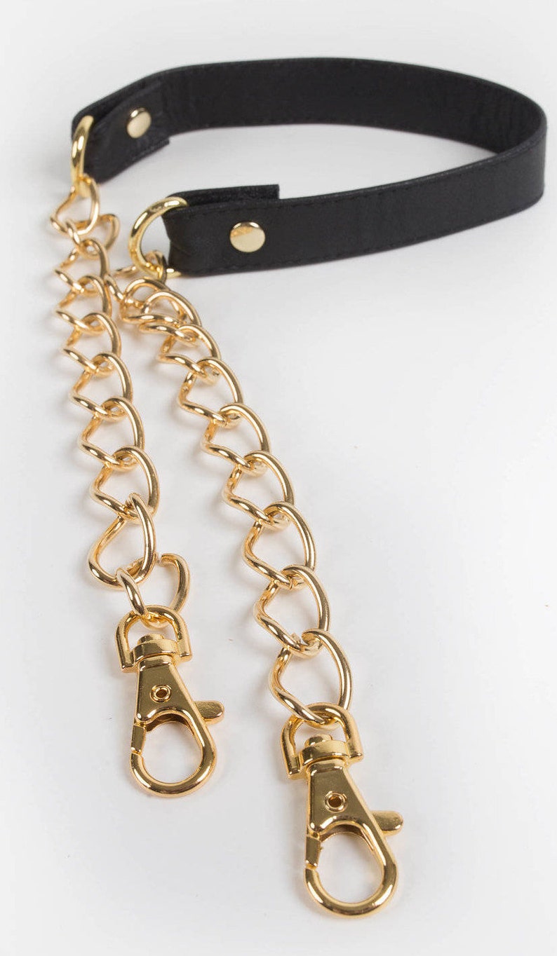 Black Leather Gold Chain Purse Strap Replacement Purse Etsy