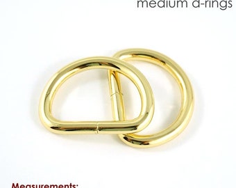 D-Ring, D-Rings, D-Ring Hardware, D-Ring Purse hardware, Gold Finish hardware, bag hardware, Pack of 4 D-Rings, 1" Gold D-Rings