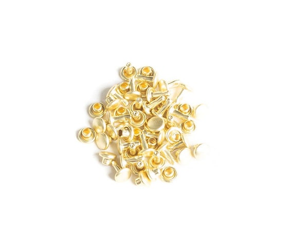 Small Solid Brass Double Cap Rivets pkg of 50