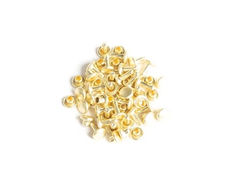 Solid Brass Double Cap Rivets, 6 mm cap, 6.4 mm post Natural Brass (Gold)