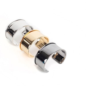 Wide Leather Inlay Cuff Bracelet – Customizable Channel Blank 30mm