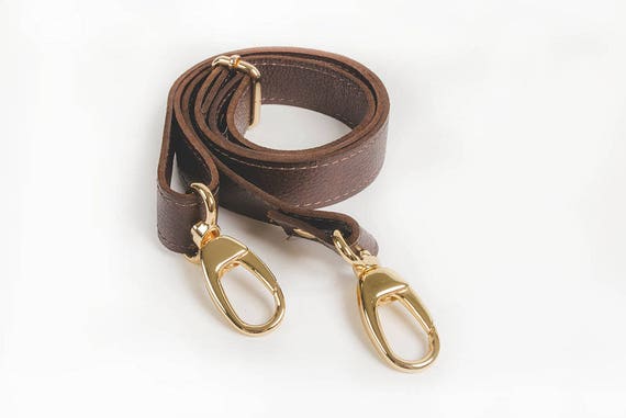 Leather Purse Strap, Brown Leather Replacement Strap, Adjustable