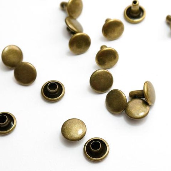 Double Capped Rivets, Double Cap Rivets, Rivets, Antique Brass Rivets,  Medium Rivets