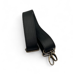 Classic Black Leather Replacement Strap for Handbag or Purse 1.5-inch Full Grain