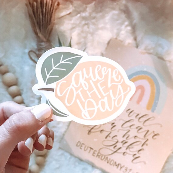 Squeeze the Day Lemon Sticker | Lemon Die Cut Sticker | Waterproof Sticker