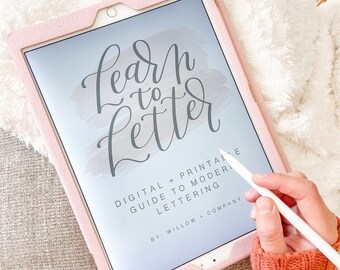 BUCHSTABEN LERNEN | Anleitung für modernes Lettering | Digitales und Physisches Arbeitsbuch | Hand Lettering Anleitung | Moderne Kalligrafie