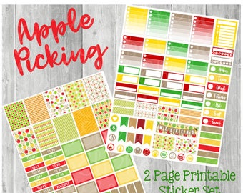 Apple Picking - Printable Planner Stickers Weekly Kit Downloadable Files