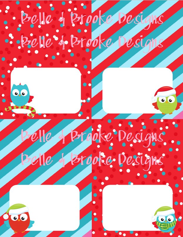 Christmas Owl Name Tents s Printable Etsy