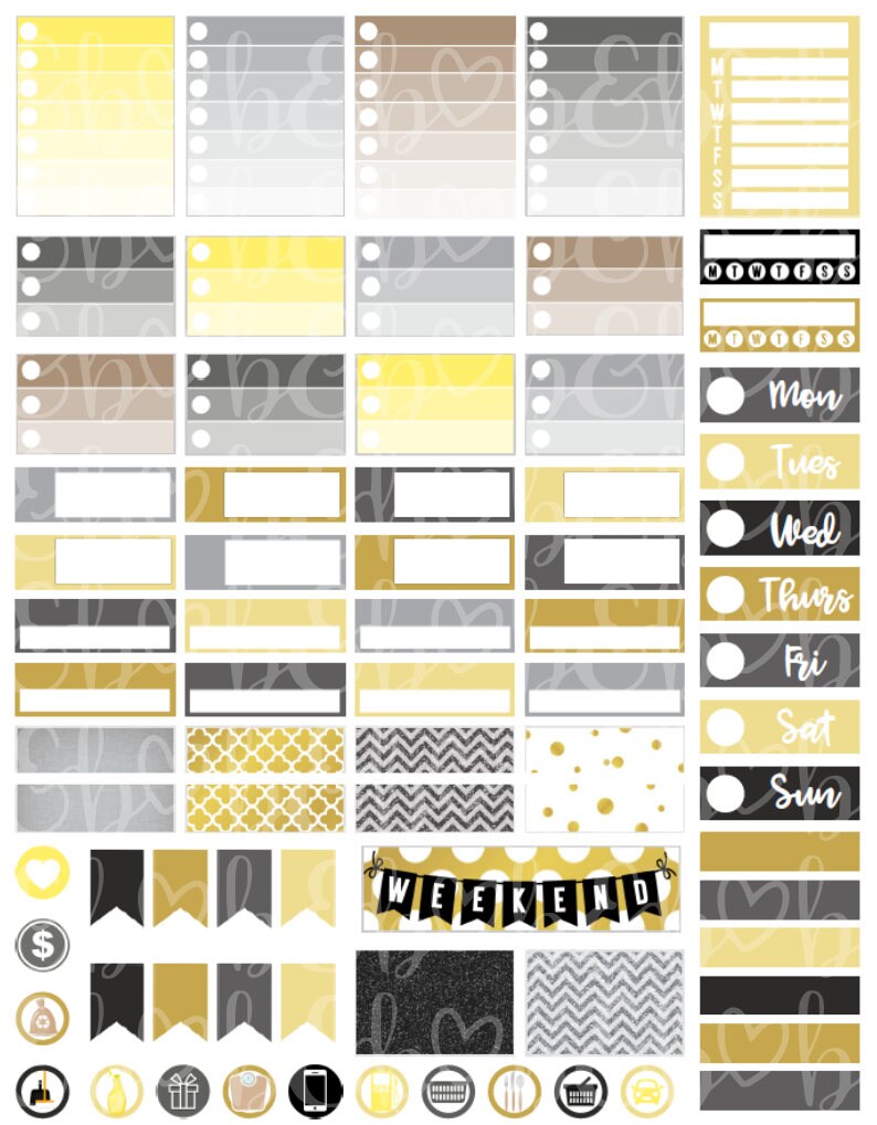 Happy New Year Printable Planner Stickers Weekly Kit - Etsy